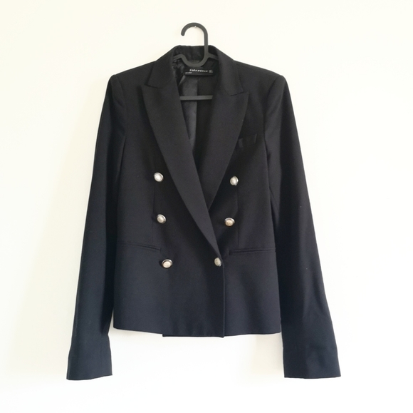 Zara Jackets & Blazers - ZARA Double breasted blazer, Navy Style